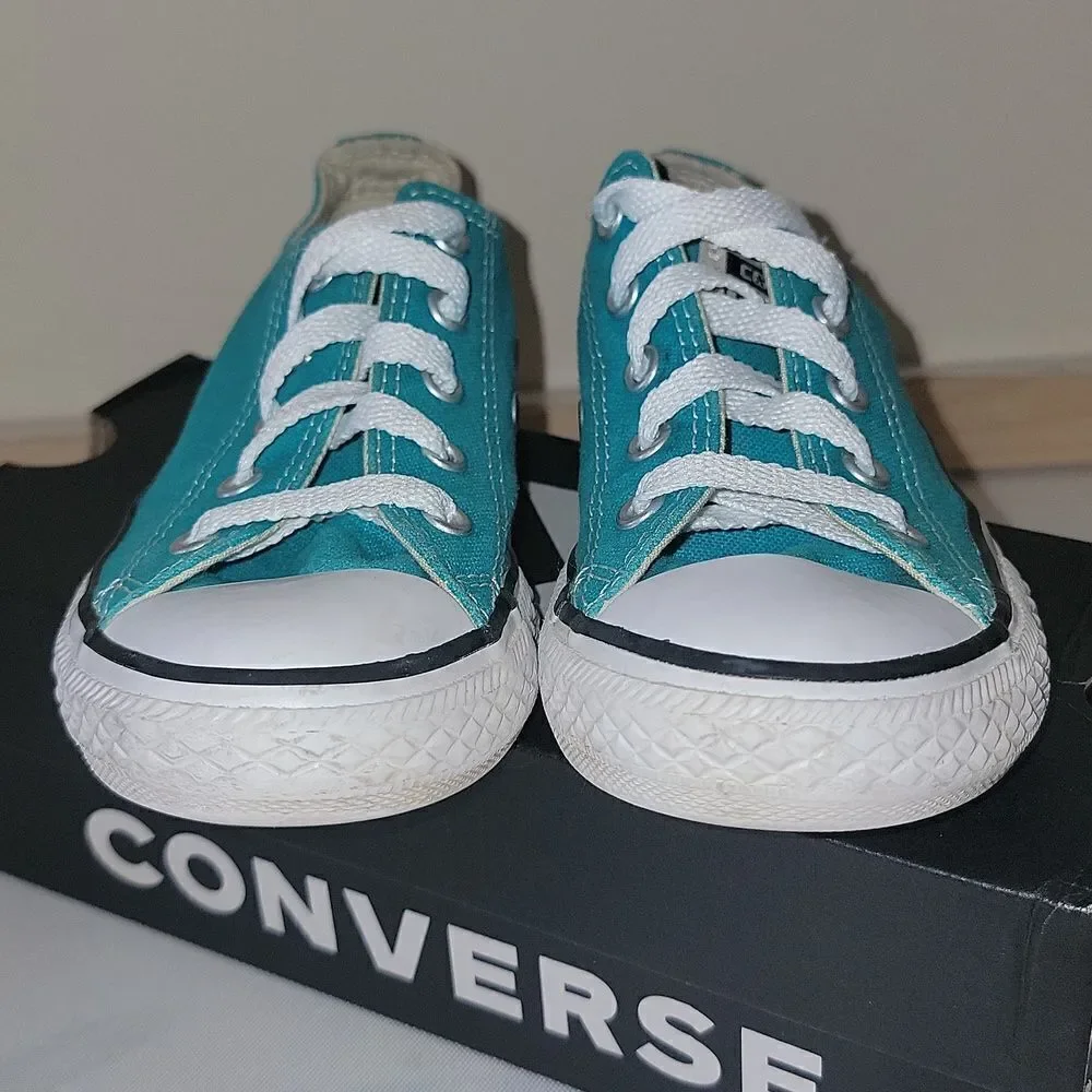 Converse All Star Chuck Taylor CTAS Ox Teal Low Kids Sneakers Size 13